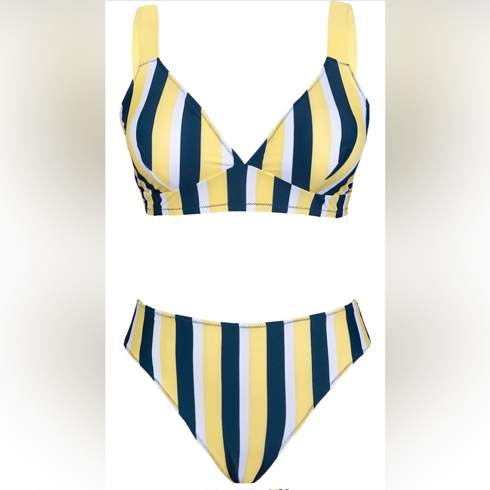 Cupshe Vertical Striped Cheeky Bikini 2xl